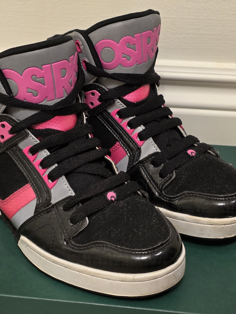 Osiris NYC 83 Black and Hot Pink High-Top Skate Sneakers